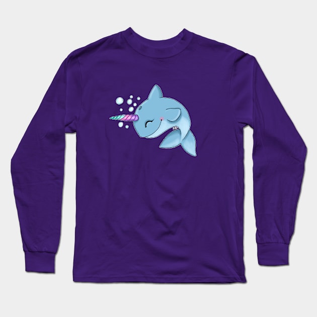 Bubbly Narwhal Long Sleeve T-Shirt by ruthimagination